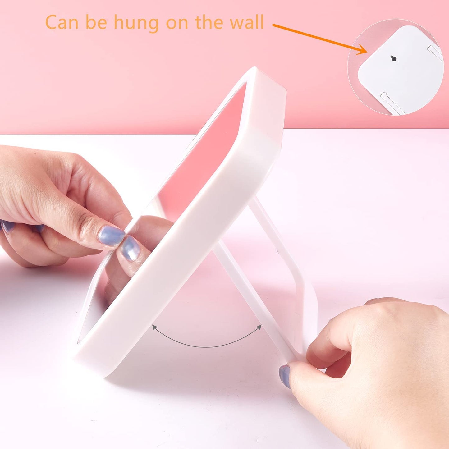 Vanity Mirror with Lights - LED Desk Mirror Touch Control 3 Color Lighting Modes USB Rechargeable (White)